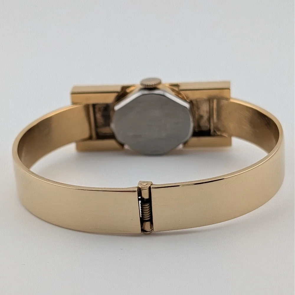 Anne‎ Klein Vintage Manual Wind Gold Rectangle Bangle Watch Art Deco